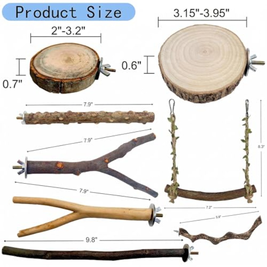 8PCS natural wood bird perches - огляд і ціна Health & Wellness Unlimited