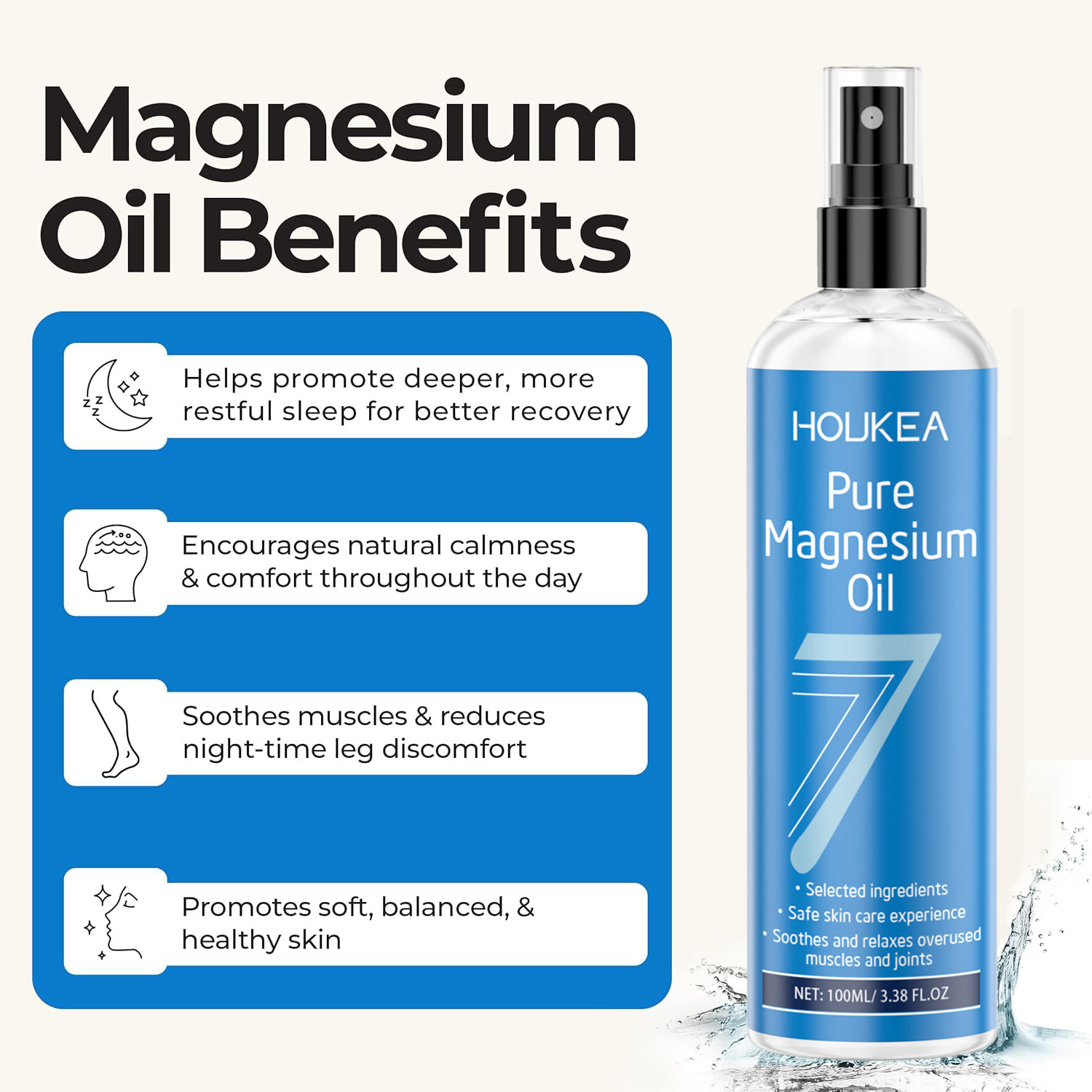 Pure Magnesium Oil Spray - USP - огляд і ціна Bath Salts Magnesium